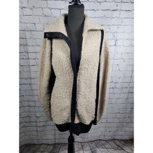 Sparrow Anthropologie Boucle Knit Cardigan Size Medium Black And Tan Wool Blend